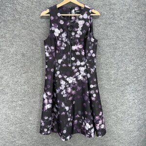 DKNY Dress Women Black Polka Dot Sheath Midi